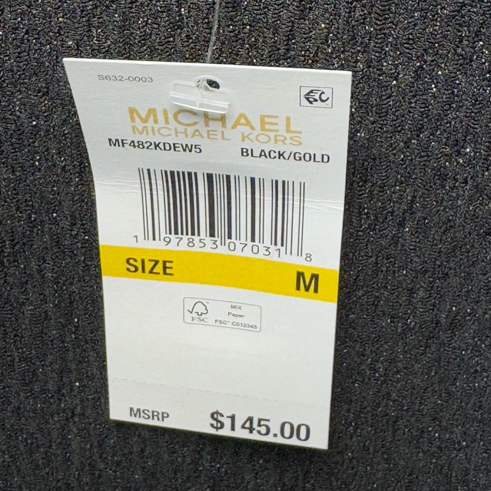 NEW NWT MK Michael Kors Metallic Jacquard Dress Black Gold Size M Medium AB 506 - Picture 13 of 13